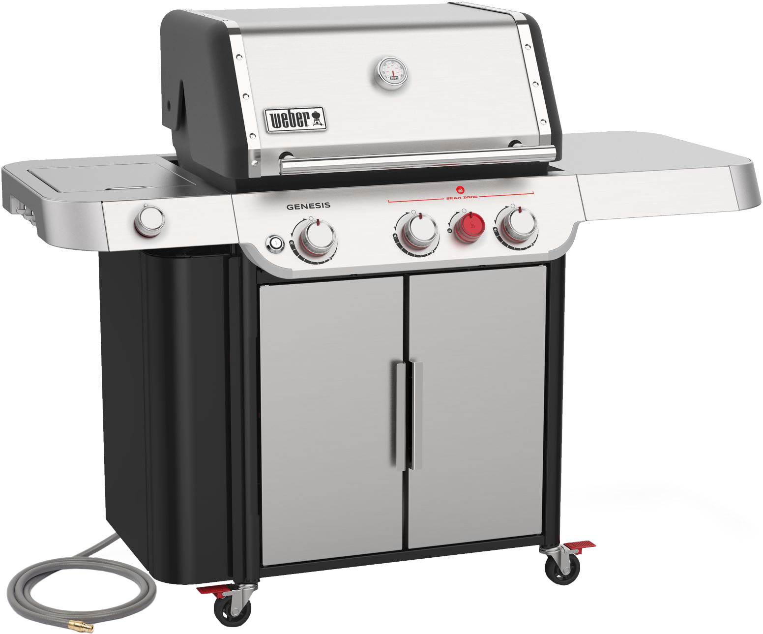 Left View: Weber - Genesis S-335 Natural Gas Grill - Stainless Steel