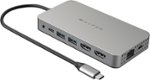 Hyper - HyperDrive Dual 10 Port USB-C Hub, 4K HDMI, Ethernet, 1 USB-C, 2 USB-A, microSD/SD, travel dock for M1/M2/M3 MacBook - Gray