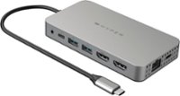 Front. Hyper - HyperDrive Dual 10 Port USB-C Hub, 4K HDMI, Ethernet, 1 USB-C, 2 USB-A, microSD/SD, travel dock for M1/M2/M3 MacBook - Gray.