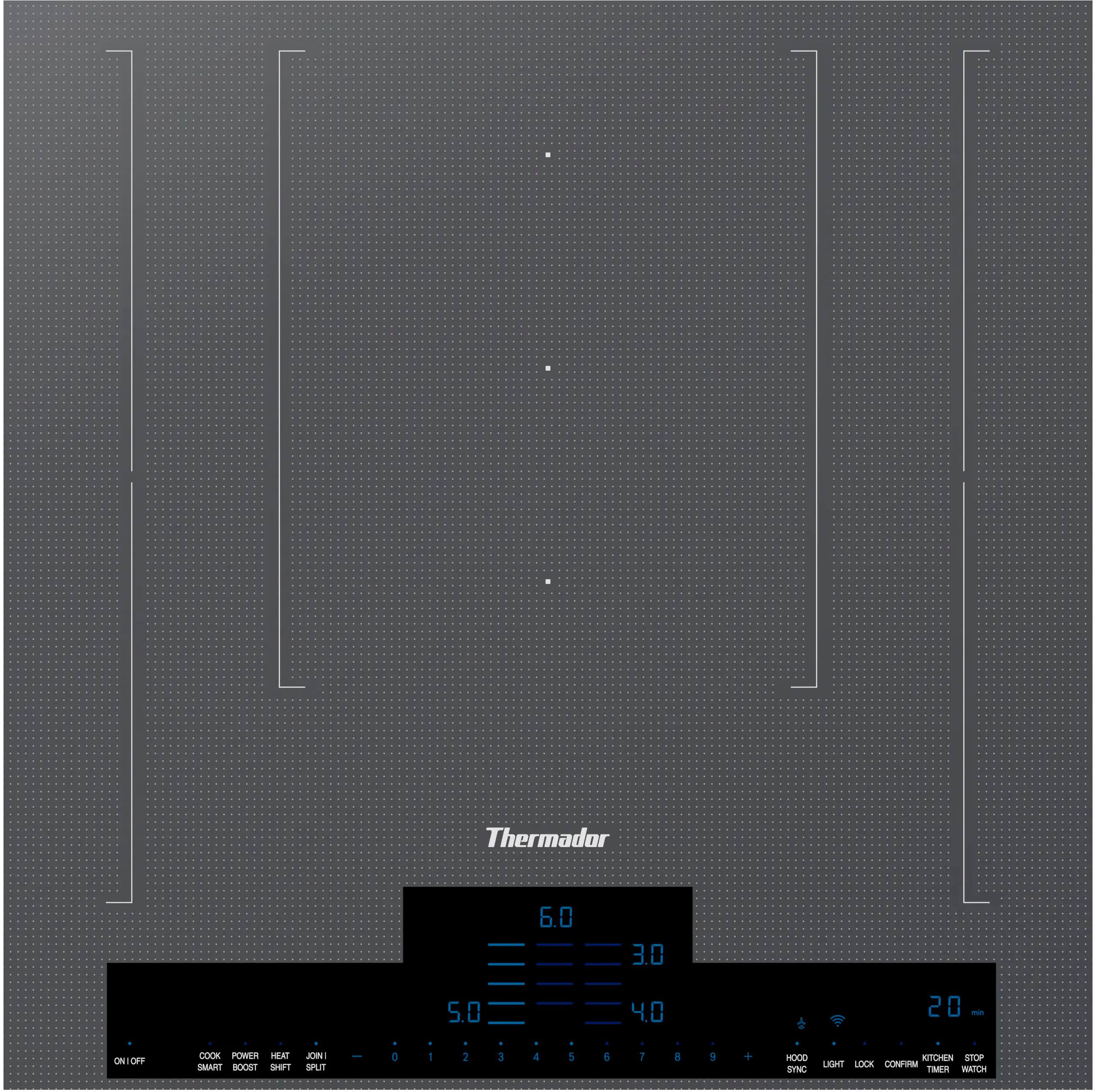 Alt View 13. Thermador - Liberty Series 36" Built-In Electric Induction Cooktop with 5 Elements, Wifi and Frameless Design - Silver.