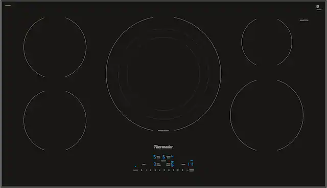 Front. Thermador - Masterpiece Series 36" Built-In Electric Induction Cooktop with 5 elements and Frameless Design - Black.