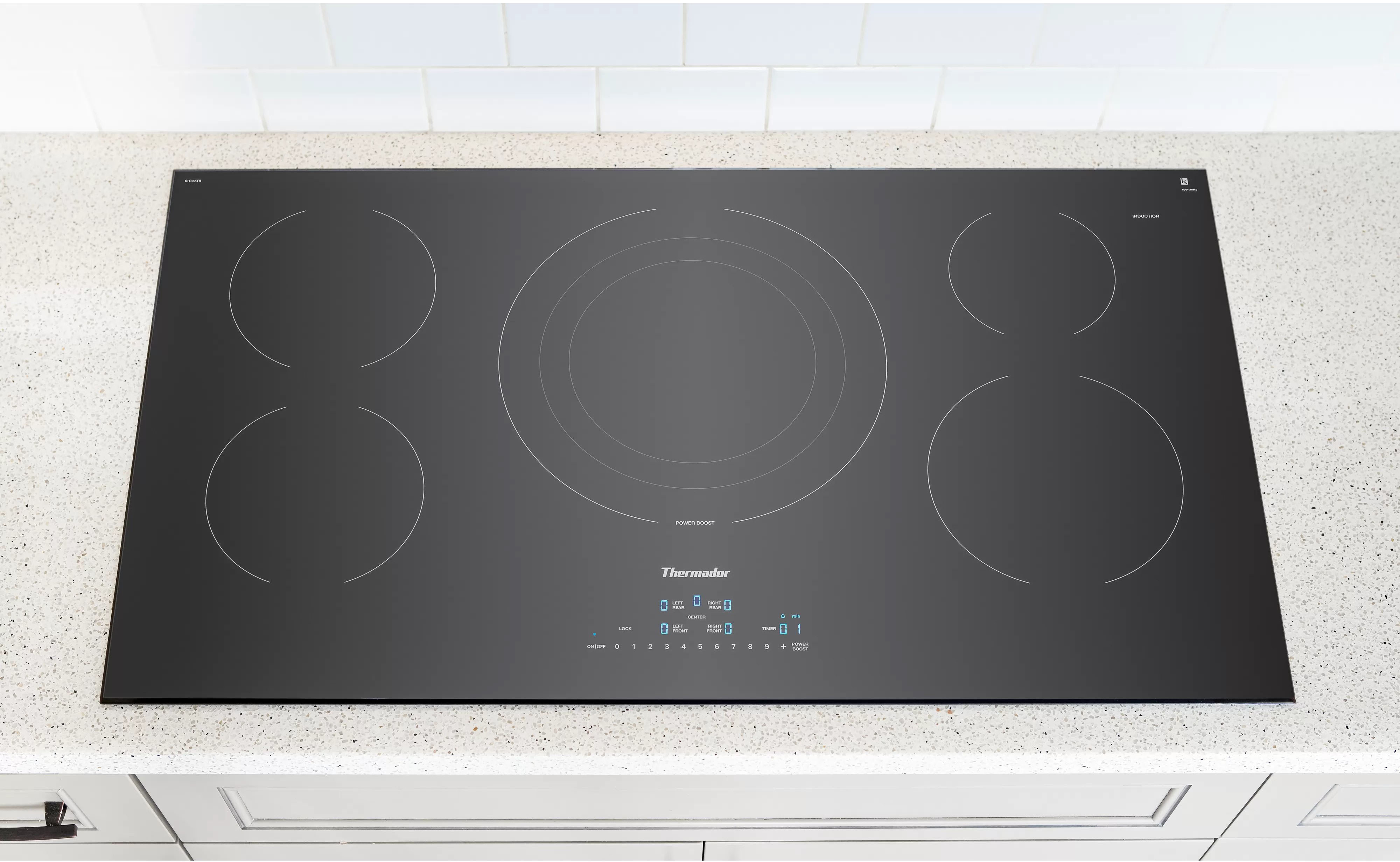Alt View 16. Thermador - Masterpiece Series 36" Built-In Electric Induction Cooktop with 5 elements and Frameless Design - Black.