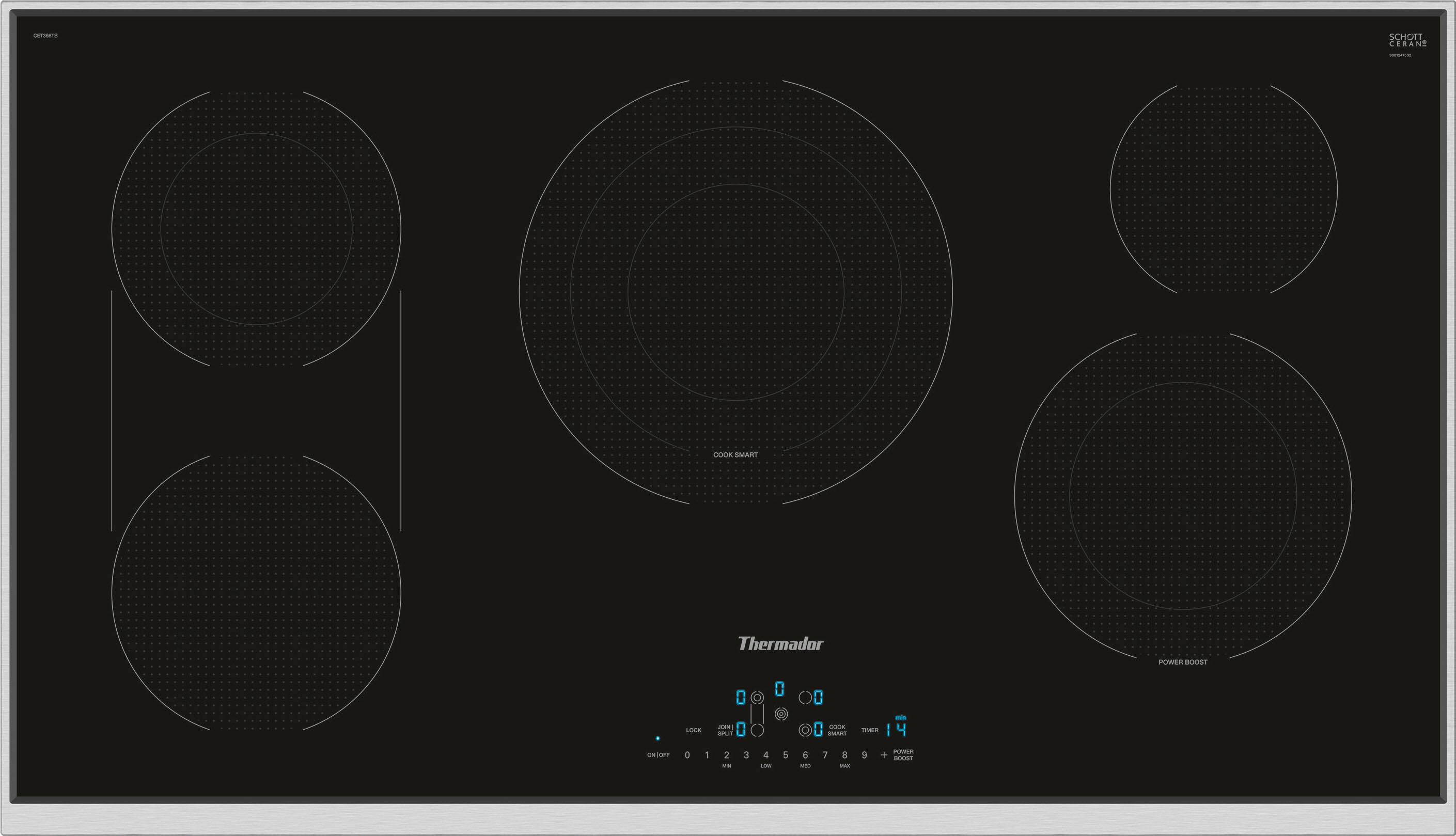 Front. Thermador - Masterpiece Series 36" Built-In Electric Cooktop with 5 elements - Black.