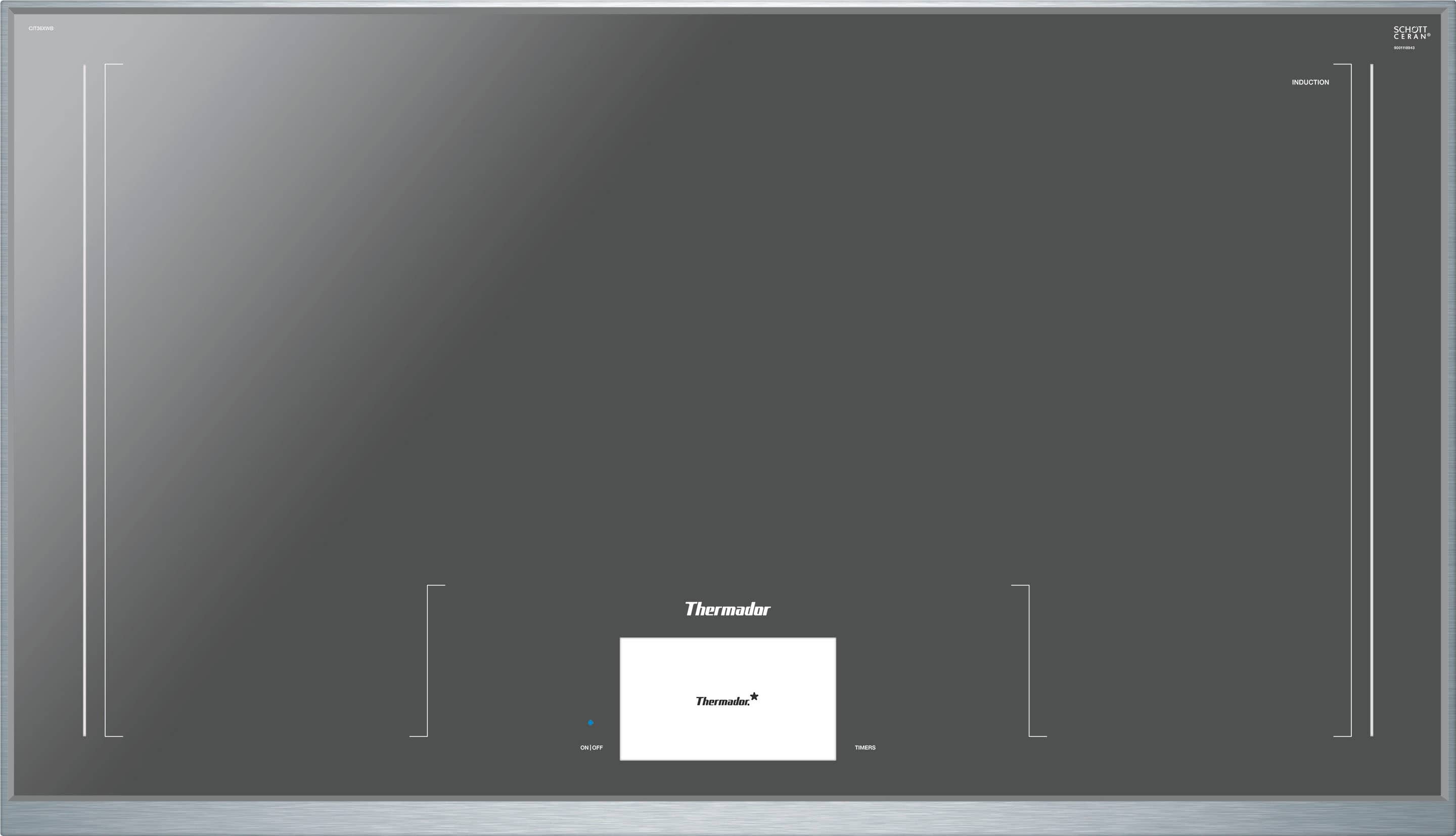 Front. Thermador - Freedom Series 36" Built-In Electric Induction Cooktop with 6 elements, Wifi and Frame - Dark Gray.