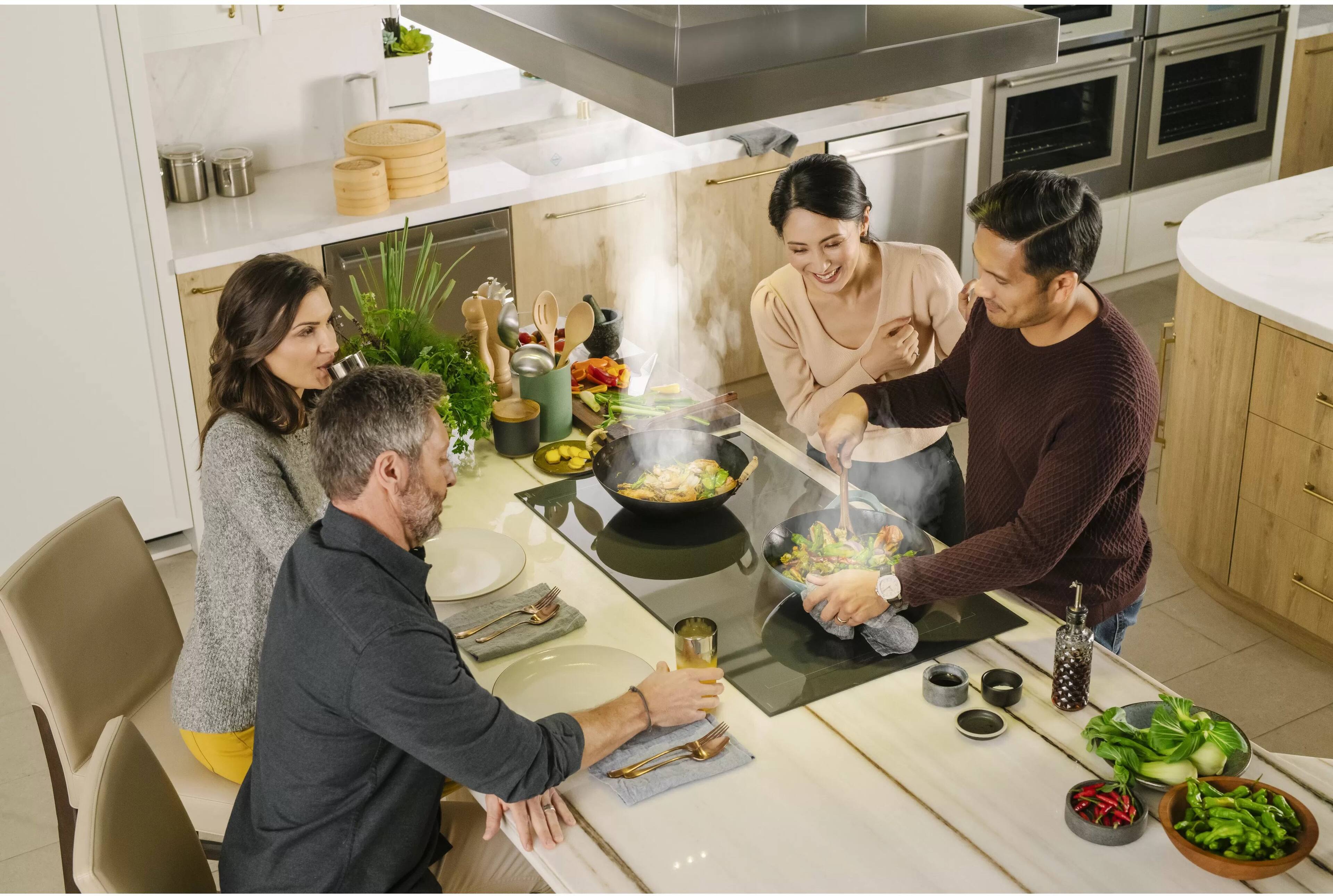 Alt View 12. Thermador - Freedom Series 36" Built-In Electric Induction Cooktop with 56-element Freedom Cooking Surface and Wifi - Dark Gray.