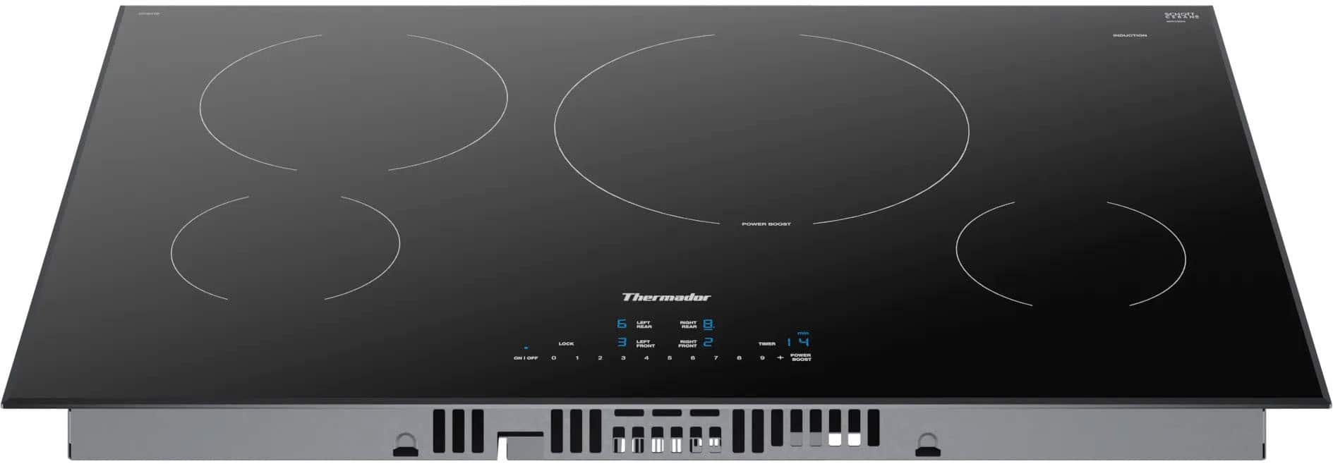 Alt View 11. Thermador - Masterpiece Series 30" Built-In Electric Induction Cooktop with 4 elements, Wifi and Frameless Design - Black.