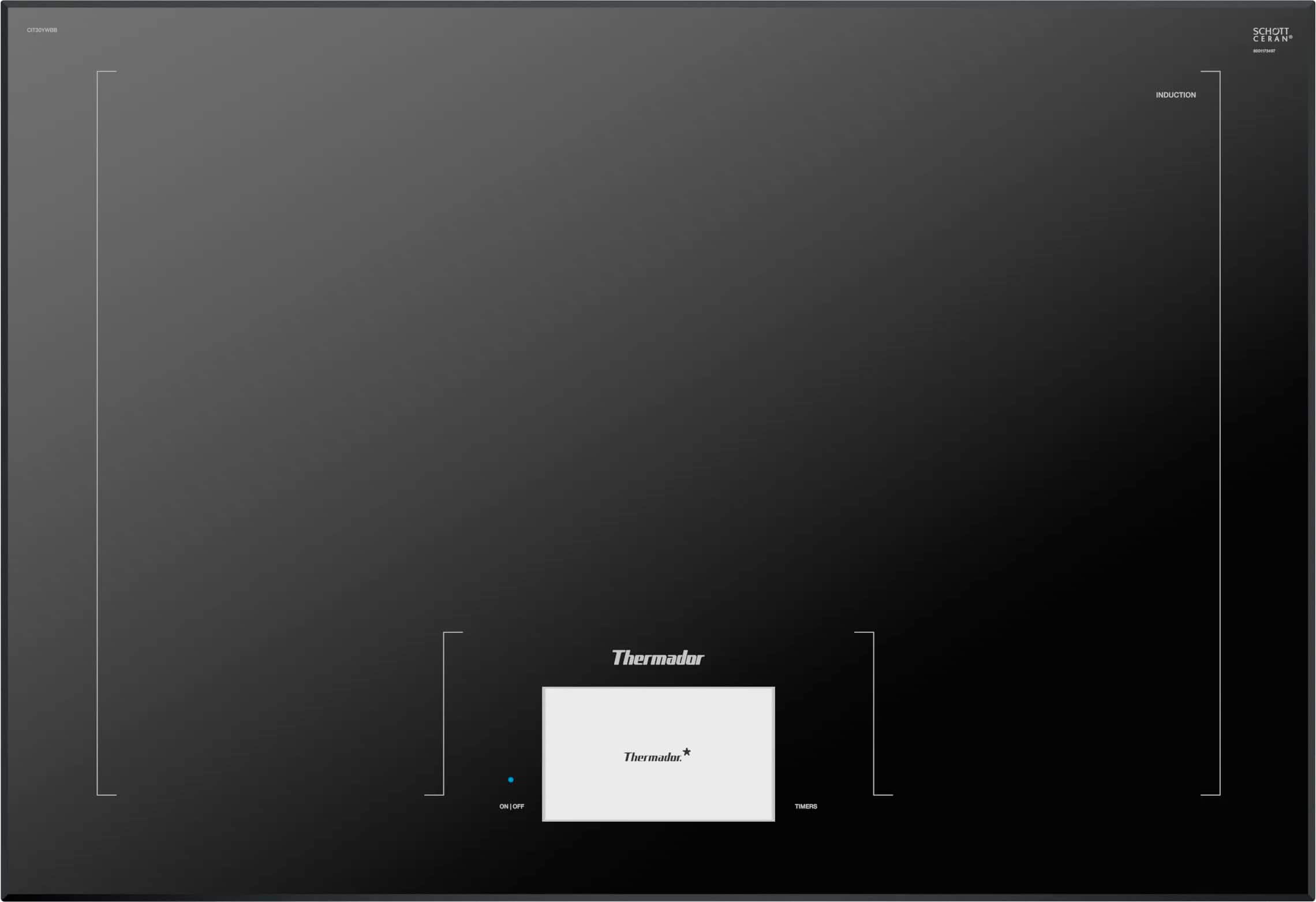 Front. Thermador - Freedom Series 30" Built-In Electric Induction Cooktop with 5 elements, Wifi and Frameless Design - Dark Gray.