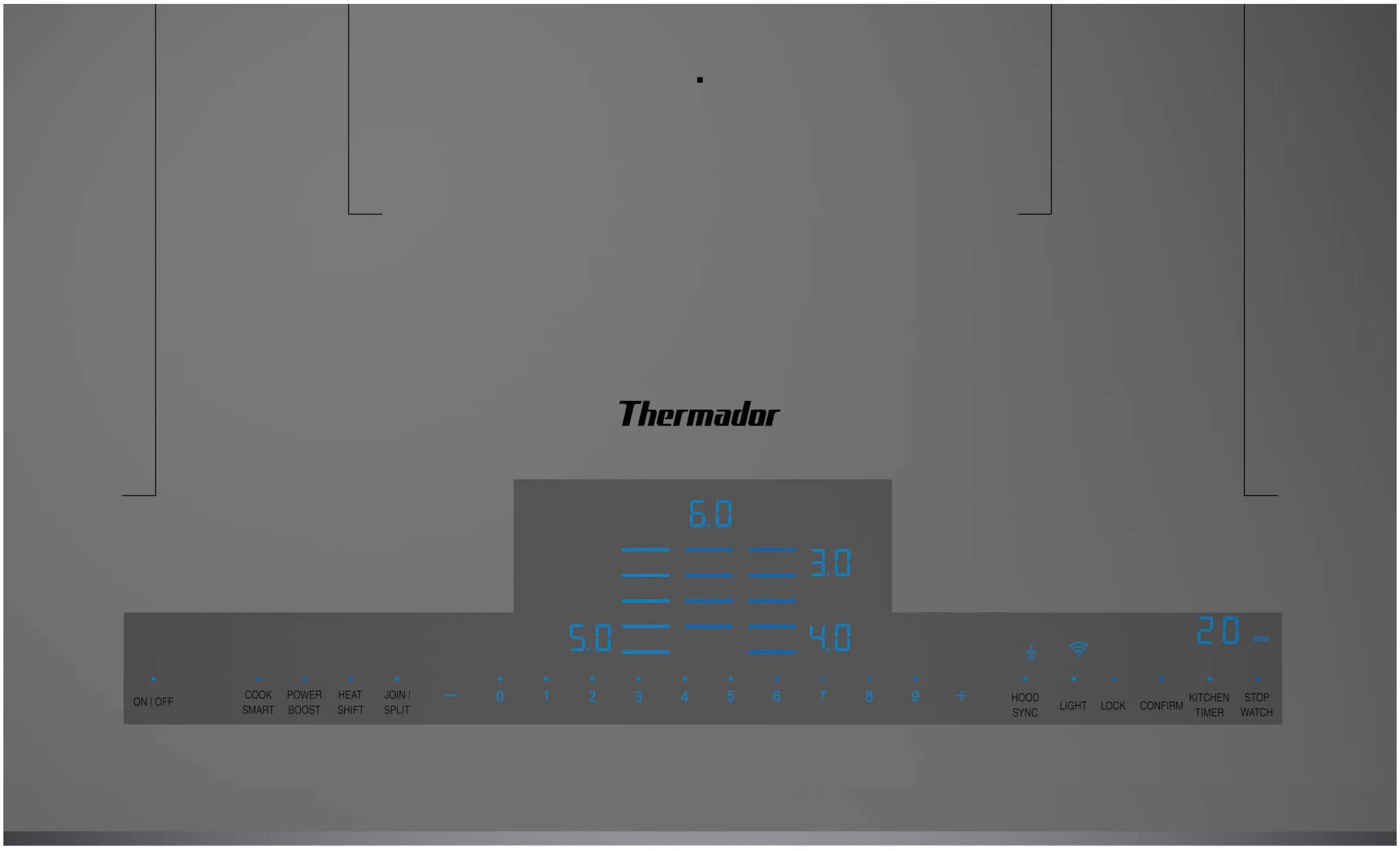 Alt View 14. Thermador - Liberty Series 36" Built-In Electric Induction Cooktop with 5 elements, 3 Flex Zones and Wifi - Titanium Gray.