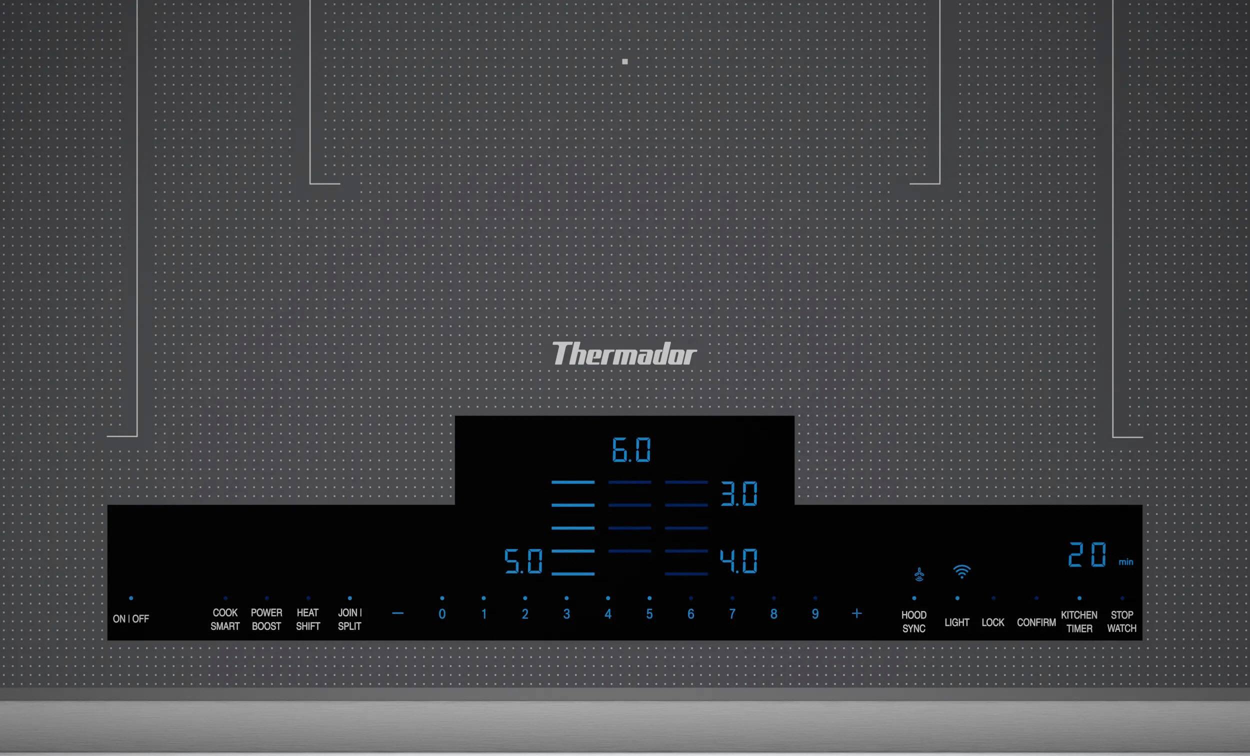 Alt View 14. Thermador - Liberty Series 36" Built-In Electric Induction Cooktop with 5 Elements, 3 Flex Zones, Wife and Frame - Silver.