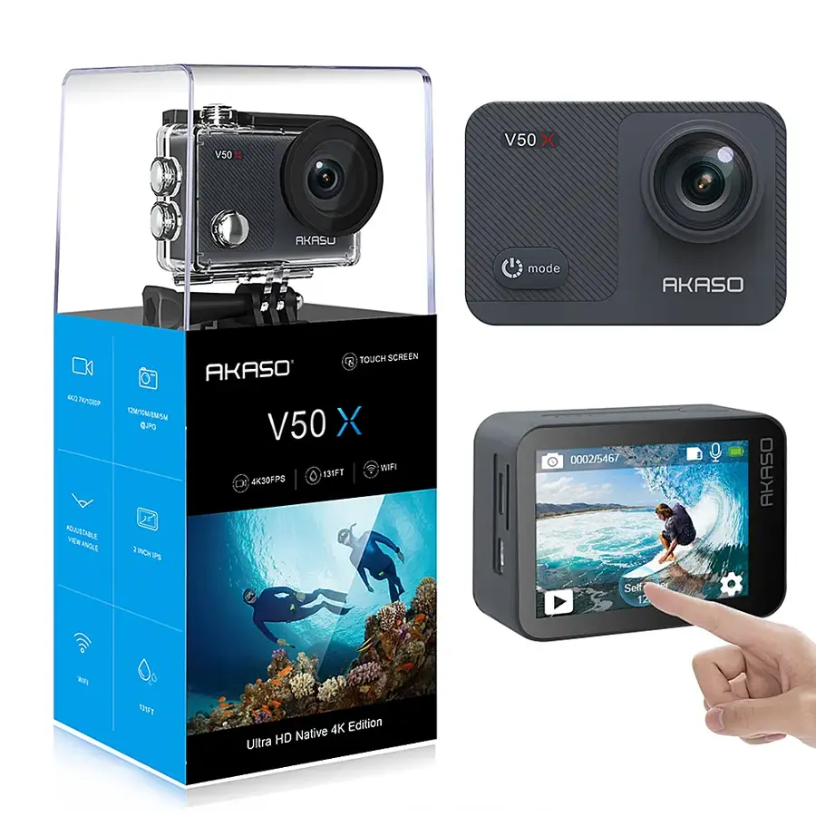 Alt View 11. AKASO - V50X 4K Waterproof Action Camera with Remote.