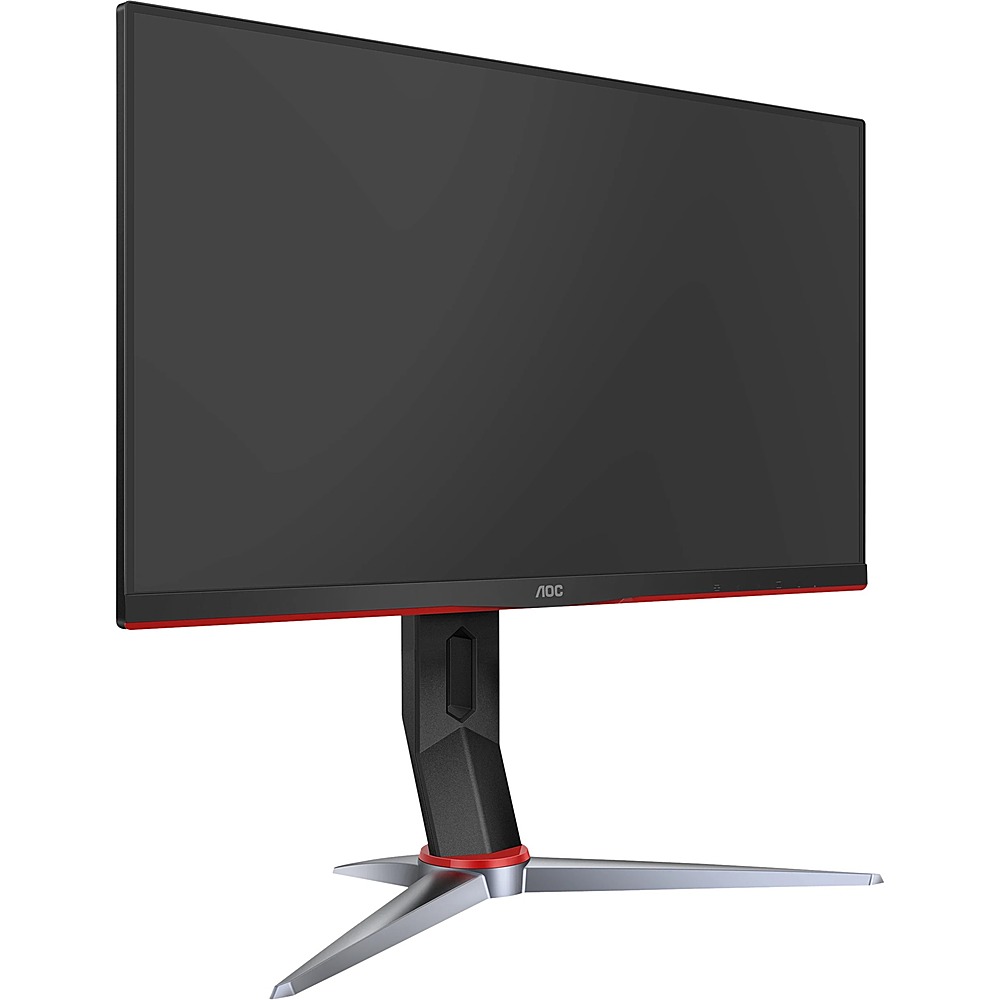Angle View: AOC - 23.8 LCD FHD Monitor with HDR (DisplayPort VGA, HDMI) - Black and Red