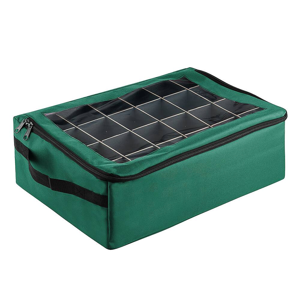 Hastings Home - Premium 48 Compartment Christmas Ornament Organizer Storage Box - Green