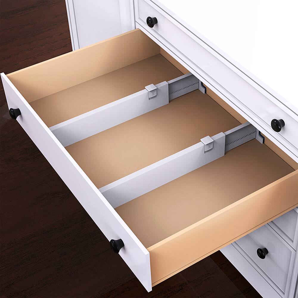 Hastings Home - Set of 2 Expandable Drawer Divider and Organizer Adjustable Household Separators - White