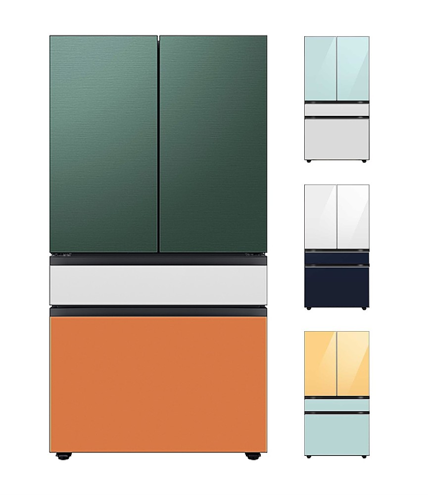 Bespoke 4-Door French Door Refrigerator Panel in Charcoal Glass