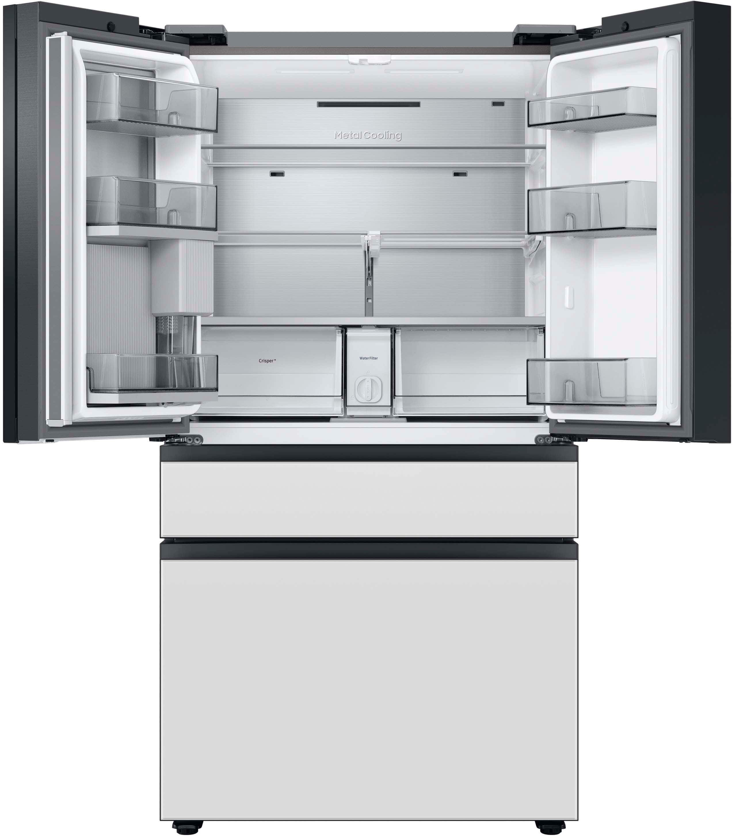 Samsung Bespoke 29 cu. ft. 4-Door French Door Smart Refrigerator with  Beverage Center in White Glass, Standard Depth RF29BB860012 - The Home Depot