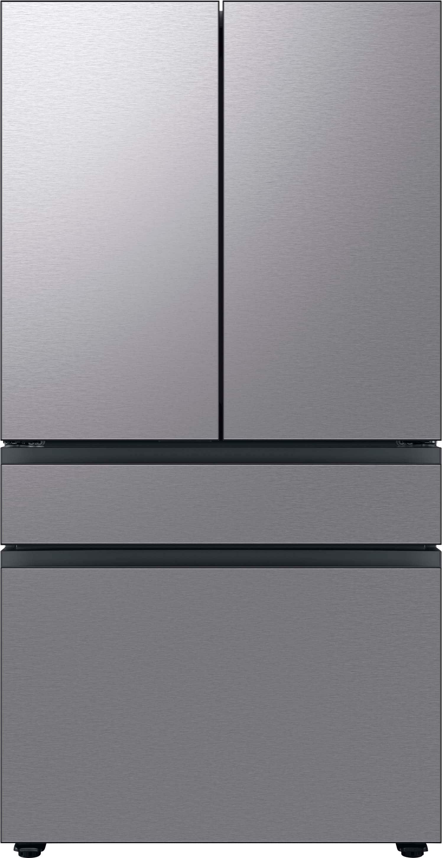 Samsung - BESPOKE 29 cu. ft. 4-Door French Door Smart Refrigerator with Beverage Center - Stainless Steel - Front_Zoom