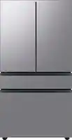 Samsung - BESPOKE 29 cu. ft. 4-Door French Door Smart Refrigerator with Beverage Center - Stainless Steel - Front_Zoom