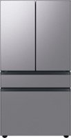 Samsung - BESPOKE 29 cu. ft. 4-Door French Door Smart Refrigerator with Beverage Center - Stainless Steel - Front_Zoom