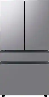 Front. Samsung - BESPOKE 29 cu. ft. 4-Door French Door Smart Refrigerator with Beverage Center - Stainless Steel.