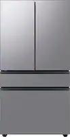 Samsung - BESPOKE 23 cu. ft. 4-Door French Door Counter Depth Smart Refrigerator with Beverage Center - Stainless Steel - Front_Zoom