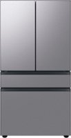Samsung - Bespoke 23 cu. ft. Counter Depth 4-Door French Door Refrigerator with Beverage Center - Stainless steel - Front_Zoom