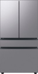 Samsung - Bespoke 23 cu. ft. Counter Depth 4-Door French Door Refrigerator with Beverage Center - Stainless steel - Front_Zoom