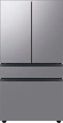 Front. Samsung - BESPOKE 23 cu. ft. 4-Door French Door Counter Depth Smart Refrigerator with Beverage Center - Stainless Steel.