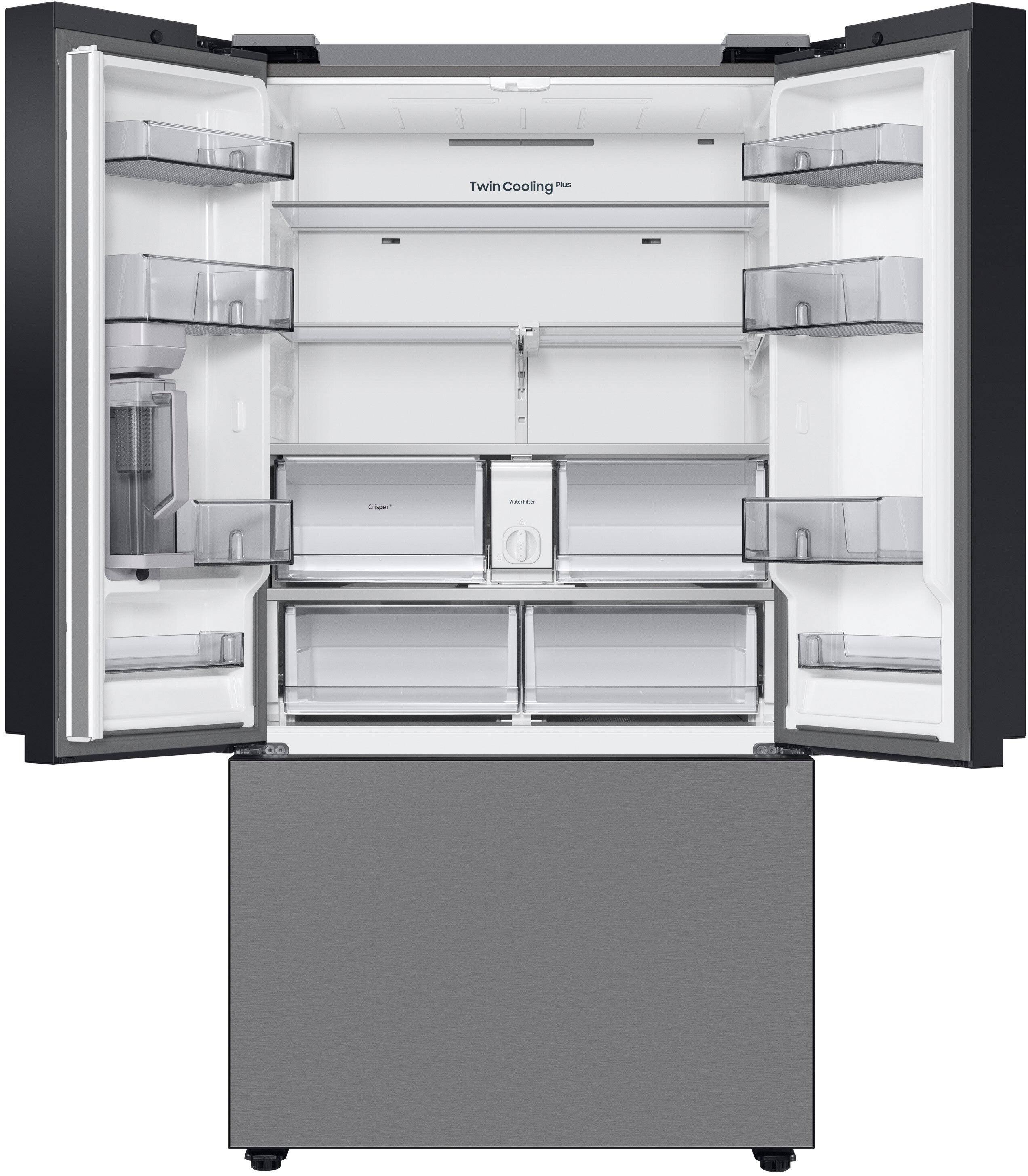 Alt View 18. Samsung - BESPOKE 24 cu. ft. 3-Door French Door Counter Depth Smart Refrigerator with AutoFill Water Pitcher - Stainless Steel.