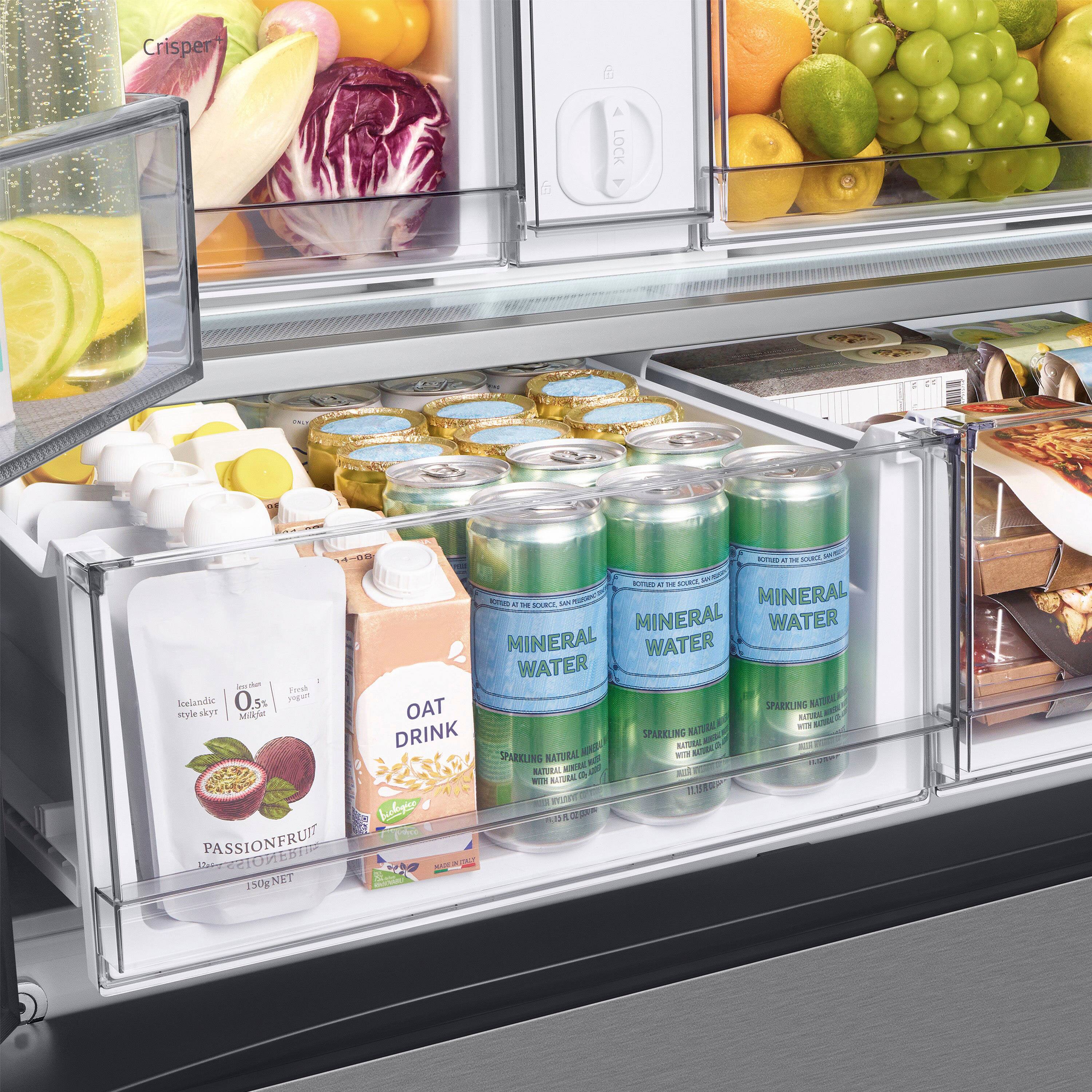 Alt View 15. Samsung - BESPOKE 24 cu. ft. 3-Door French Door Counter Depth Smart Refrigerator with AutoFill Water Pitcher - Stainless Steel.