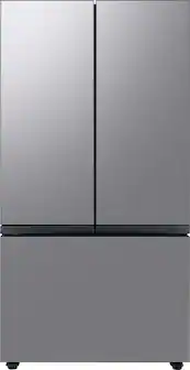 Front. Samsung - BESPOKE 30 cu. ft. 3-Door French Door Smart Refrigerator with Beverage Center - Stainless Steel.