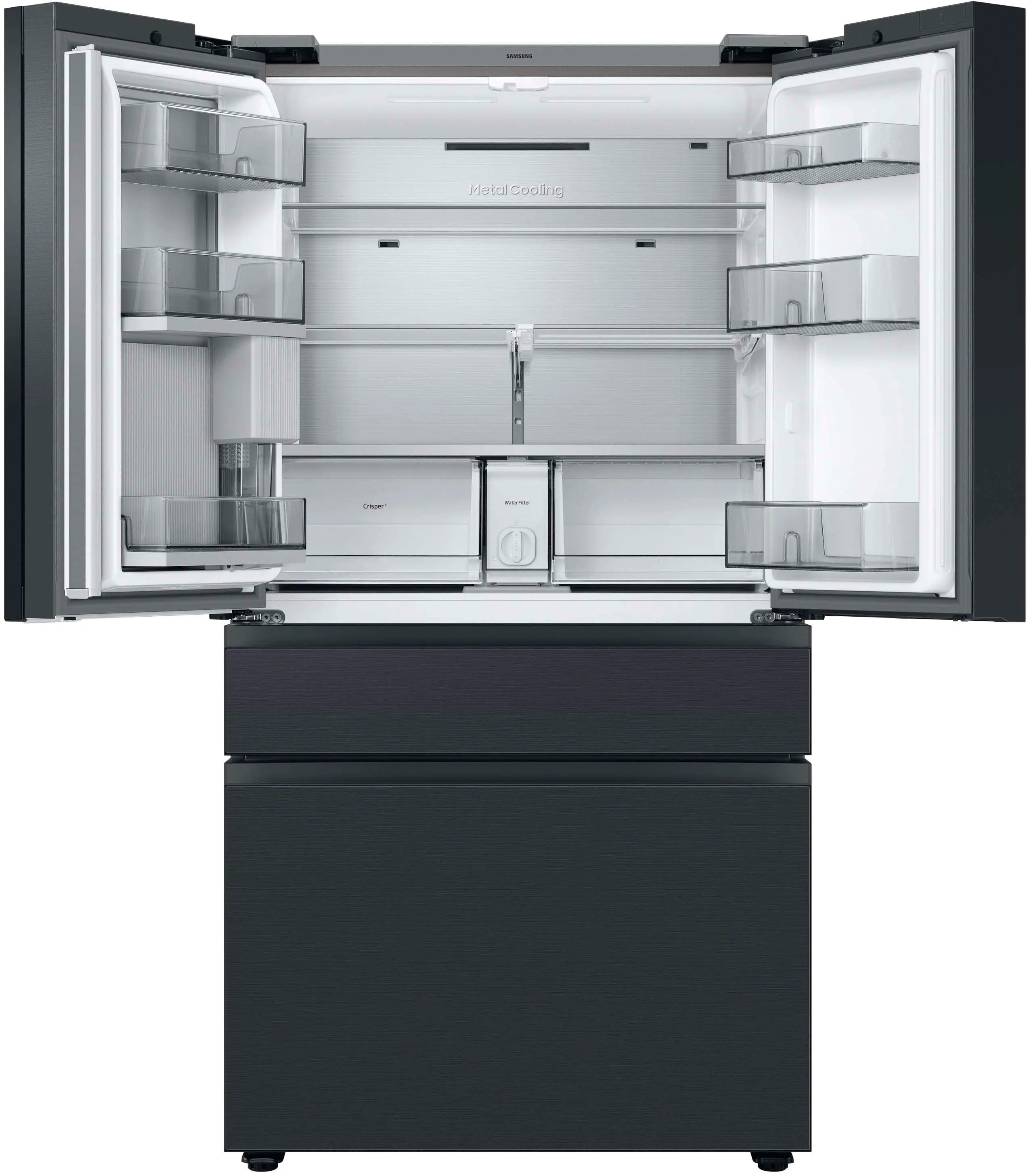 Alt View 20. Samsung - BESPOKE 29 cu. ft. 4-Door French Door Smart Refrigerator with Family Hub - Matte Black steel.