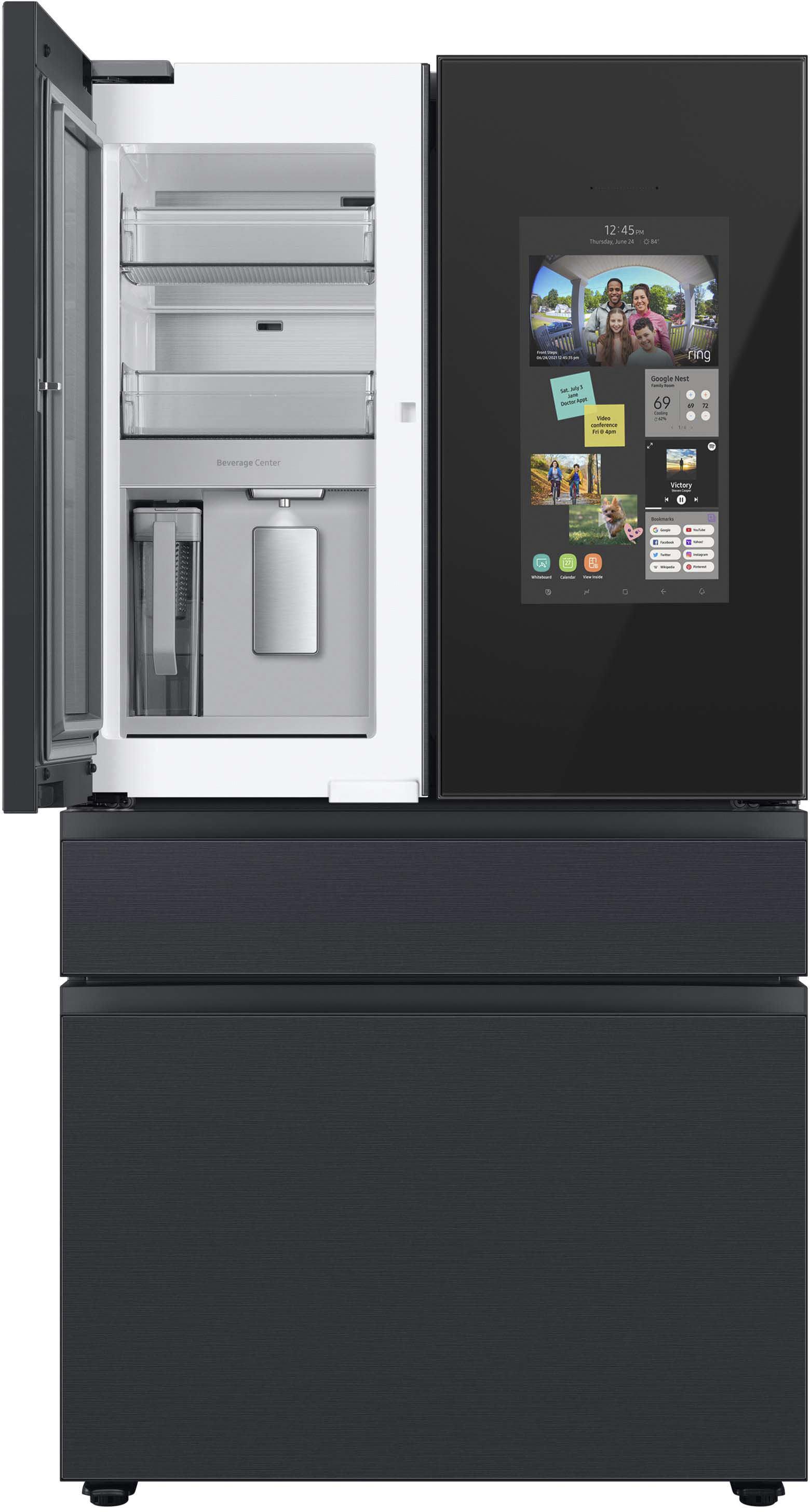 29 Cu. ft. Smart BESPOKE 4-Door Flex Refrigerator with Customizable Panel Colors in Matte Black Steel