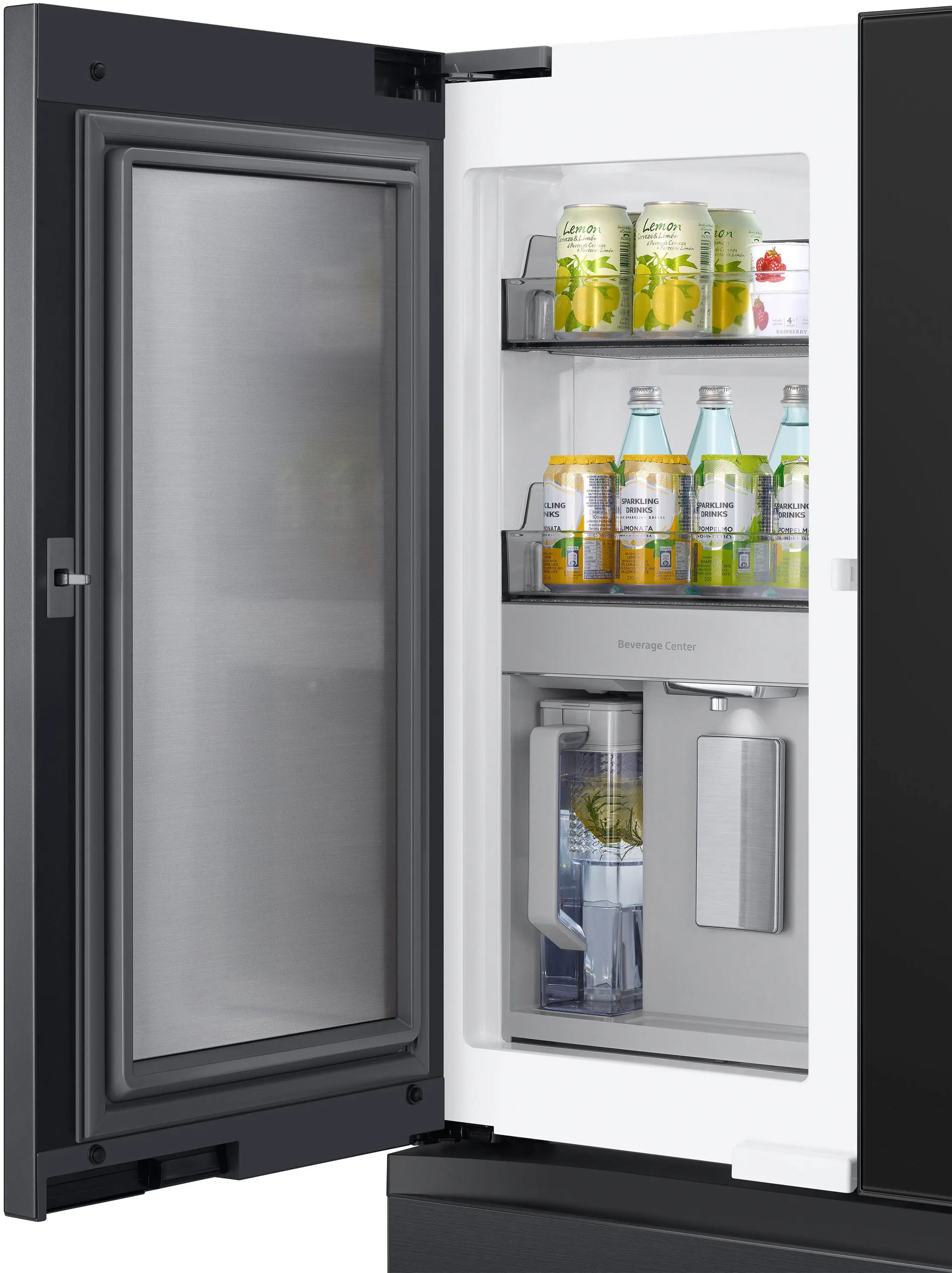 Alt View 17. Samsung - BESPOKE 29 cu. ft. 4-Door French Door Smart Refrigerator with Family Hub - Matte Black steel.