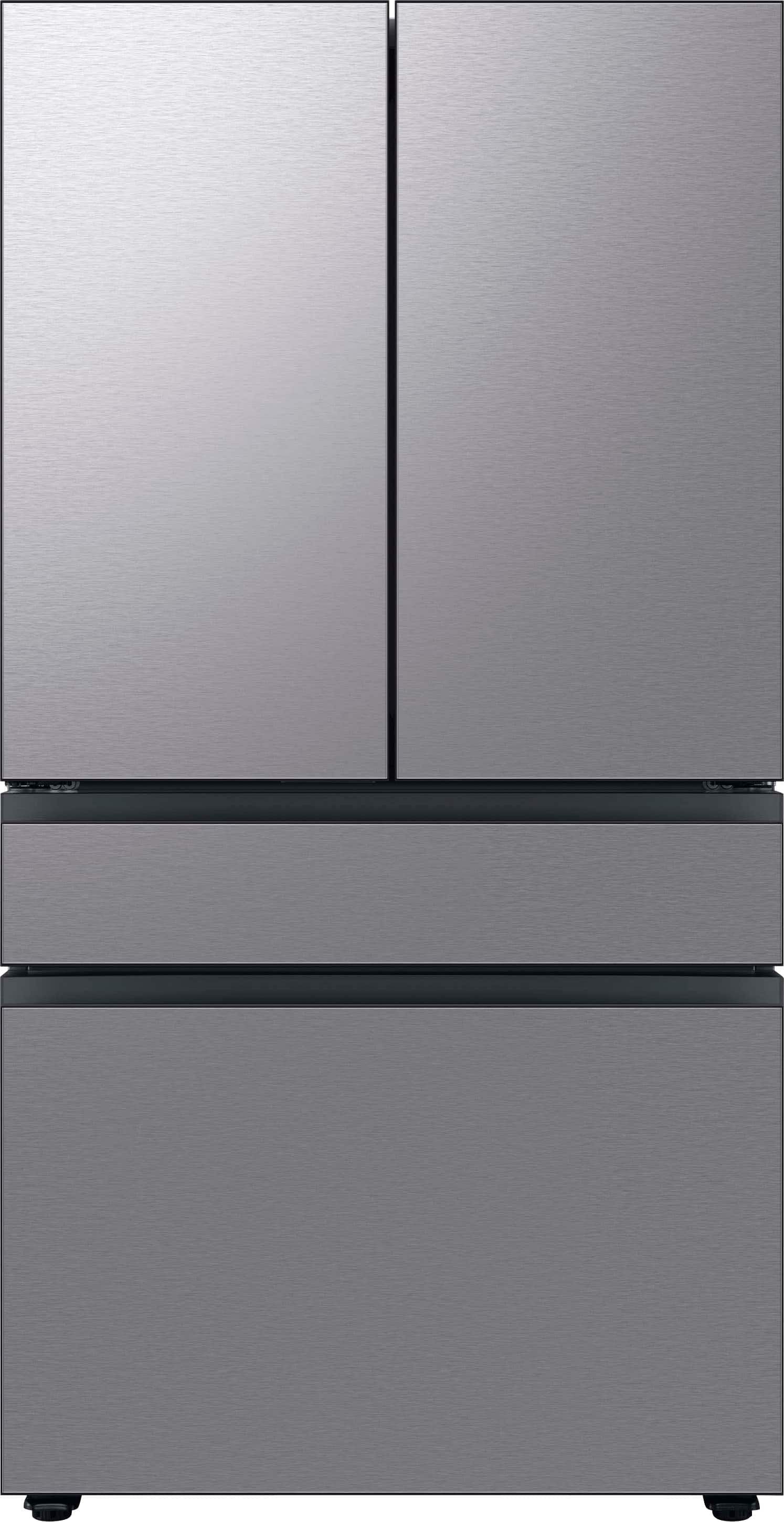 Front. Samsung - BESPOKE 23 cu. ft. 4-Door French Door Counter Depth Smart Refrigerator with AutoFill Water Pitcher - Stainless Steel.