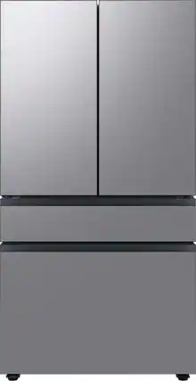 Front. Samsung - BESPOKE 23 cu. ft. 4-Door French Door Counter Depth Smart Refrigerator with AutoFill Water Pitcher - Stainless Steel.