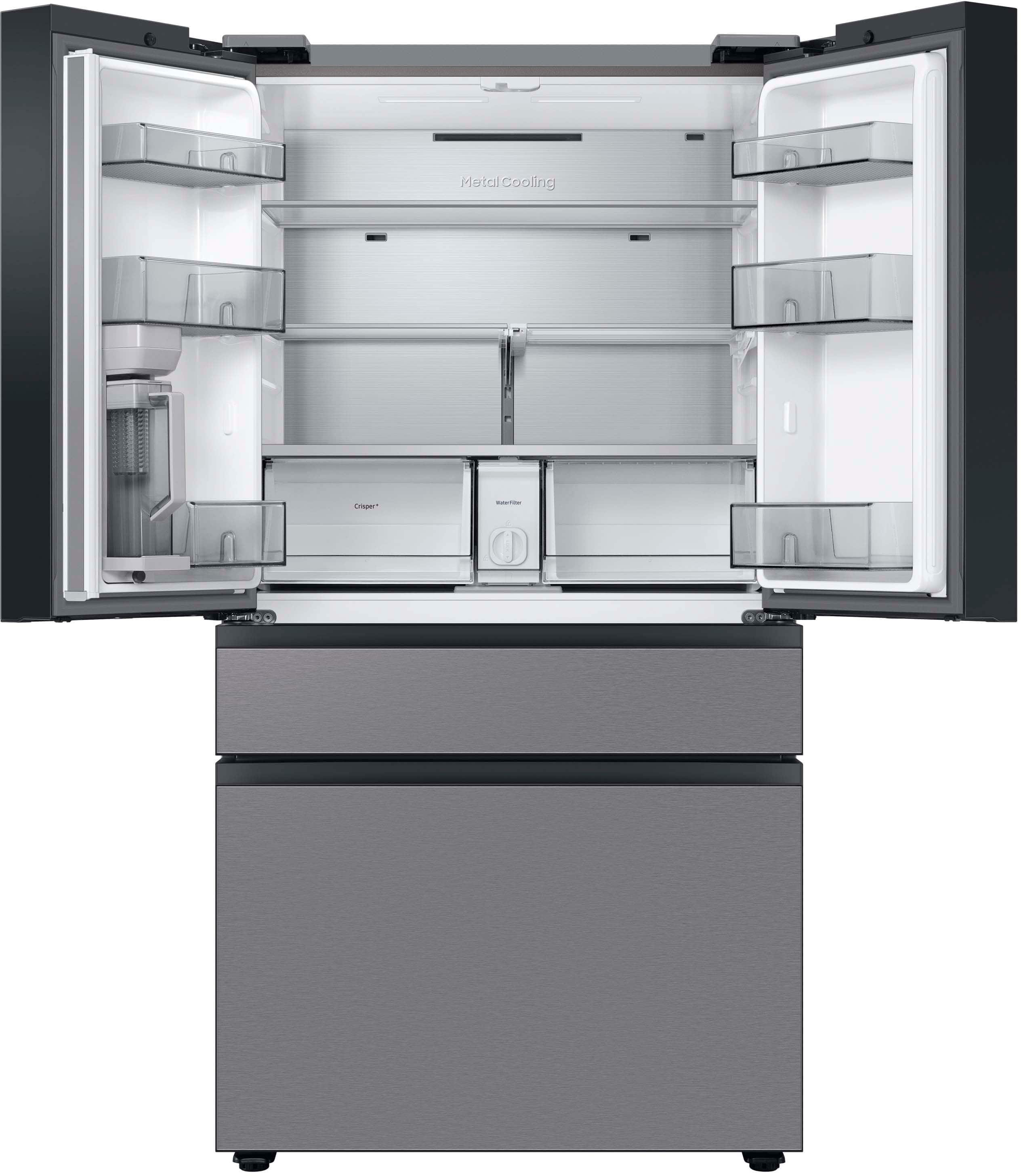 Alt View 18. Samsung - BESPOKE 23 cu. ft. 4-Door French Door Counter Depth Smart Refrigerator with AutoFill Water Pitcher - Stainless Steel.