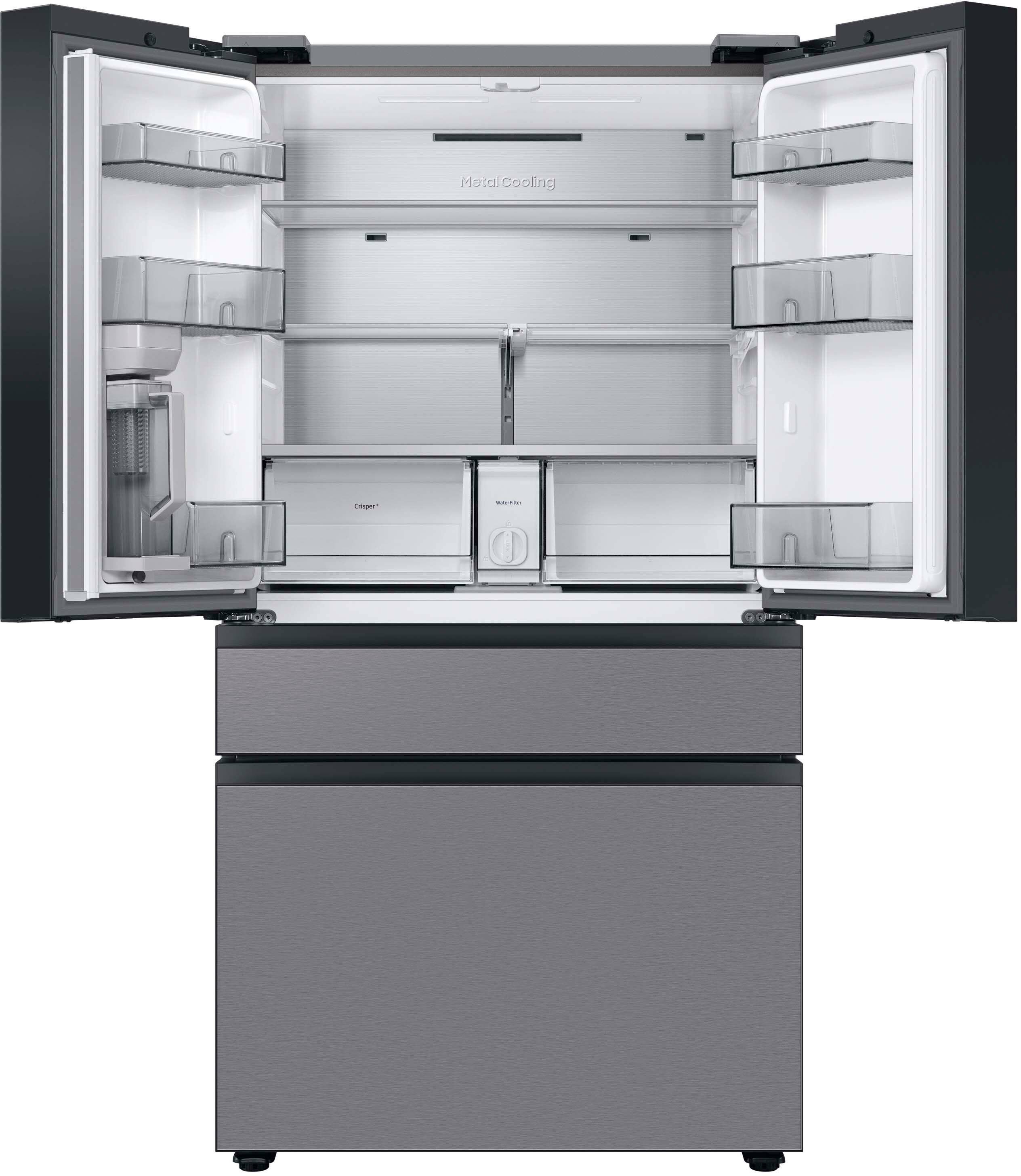 Alt View 18. Samsung - BESPOKE 23 cu. ft. 4-Door French Door Counter Depth Smart Refrigerator with AutoFill Water Pitcher - Stainless Steel.