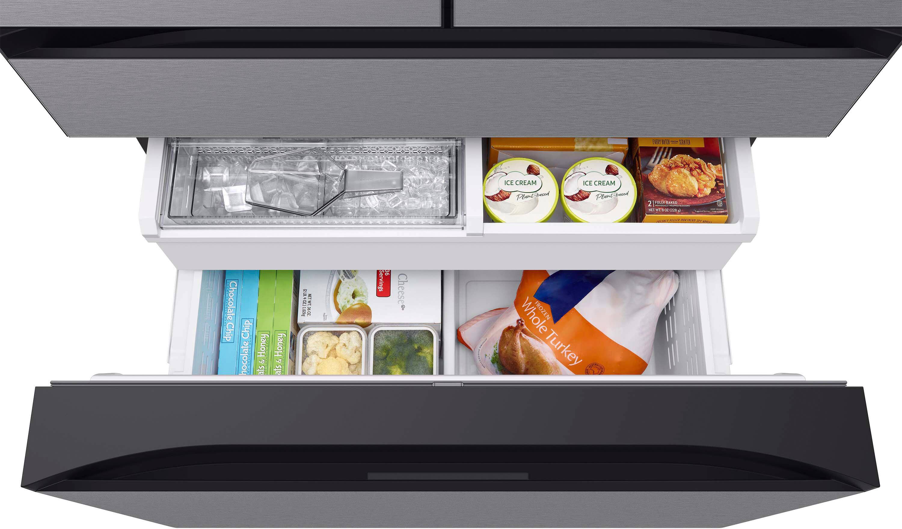 Alt View 17. Samsung - BESPOKE 23 cu. ft. 4-Door French Door Counter Depth Smart Refrigerator with AutoFill Water Pitcher - Stainless Steel.