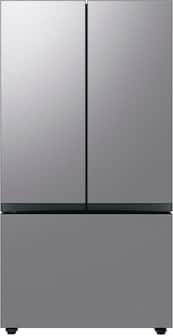 Front. Samsung - BESPOKE 30 cu. ft. 3-Door French Door Smart Refrigerator with AutoFill Water Pitcher - Stainless Steel.