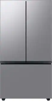 Front. Samsung - BESPOKE 30 cu. ft. 3-Door French Door Smart Refrigerator with AutoFill Water Pitcher - Stainless Steel.