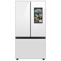 Samsung - Bespoke 24 cu. ft Counter Depth 3-Door French Door Refrigerator with Family Hub - White glass - Front_Zoom