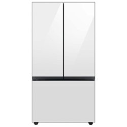 Samsung - BESPOKE 30 cu. ft. French Door Smart Refrigerator with AutoFill Water Pitcher - White Glass - Front_Zoom