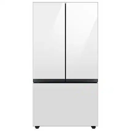 Front. Samsung - BESPOKE 30 cu. ft. French Door Smart Refrigerator with AutoFill Water Pitcher - White Glass.