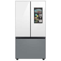 Samsung - BESPOKE 24 cu. ft. 3-Door French Door Counter Depth Smart Refrigerator with Family Hub - Gray Glass - Front_Zoom