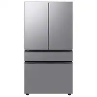 Samsung - BESPOKE 29 cu. ft. 4-Door French Door Smart Refrigerator with AutoFill Water Pitcher - Stainless Steel - Front_Zoom