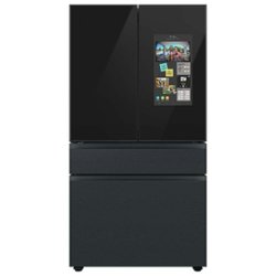 Samsung - 23 cu. ft. Bespoke Counter Depth 4-Door French Door Refrigerator with Family Hub™ - Charcoal glass - Front_Zoom