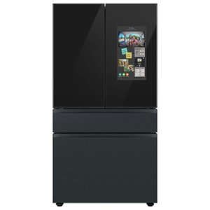 Samsung - BESPOKE 23 cu. ft. French Door Counter Depth Smart Refrigerator with Family Hub - Matte Black Steel