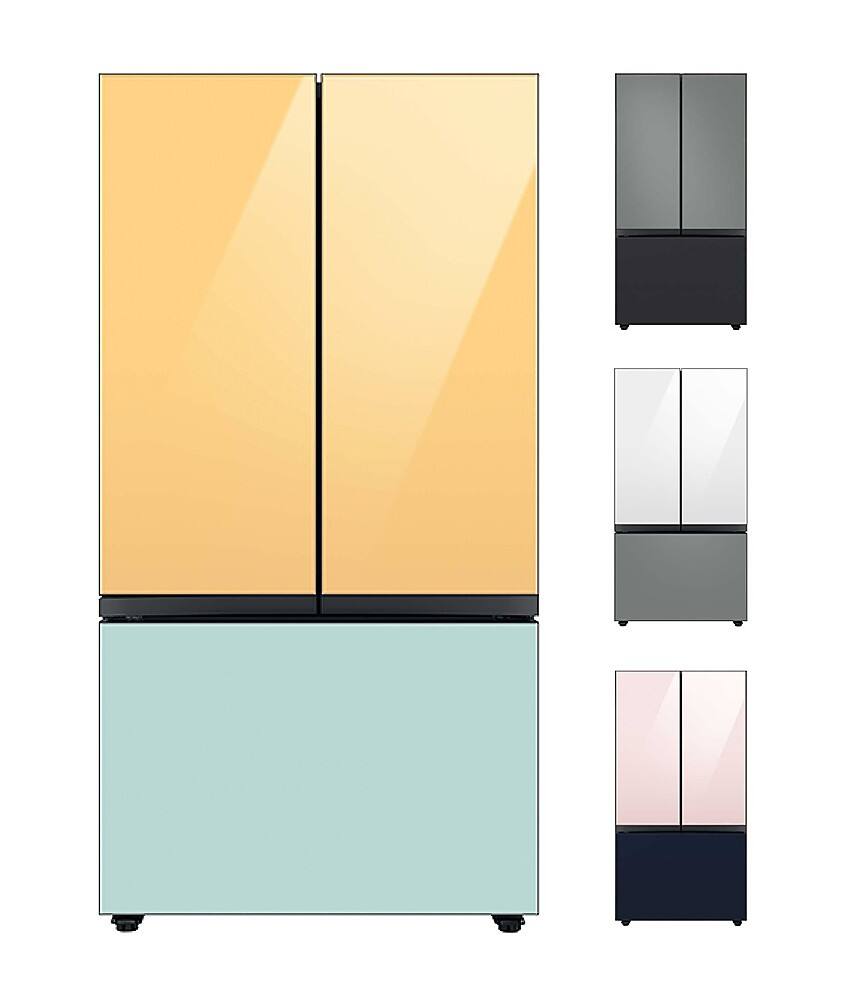 Front. Samsung - BESPOKE 30 cu. ft. 3-Door French Door Smart Refrigerator with AutoFill Water Pitcher - Custom Panel Ready.