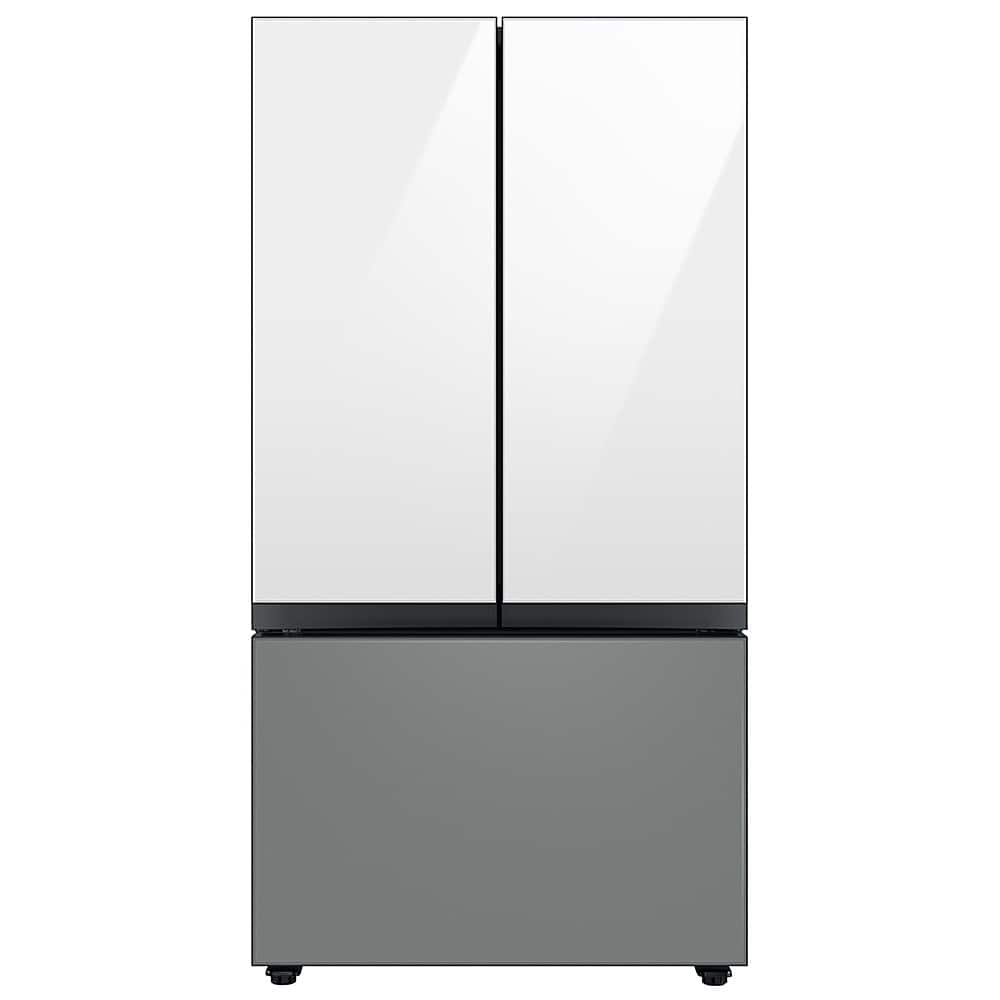 Left. Samsung - BESPOKE 30 cu. ft. 3-Door French Door Smart Refrigerator with AutoFill Water Pitcher - Custom Panel Ready.