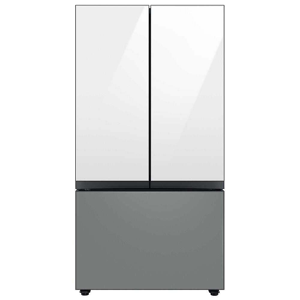 Left. Samsung - BESPOKE 30 cu. ft. 3-Door French Door Smart Refrigerator with AutoFill Water Pitcher - Custom Panel Ready.